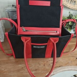 Balenciaga Black and Red Canvas Tote
